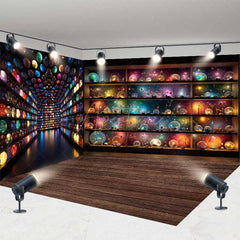 Aperturee - Aperturee Magical Galaxy Orbs and Celestial Shelves Room Set Backdrop Sci-Fi Inspired for Fantasy Themed Photos