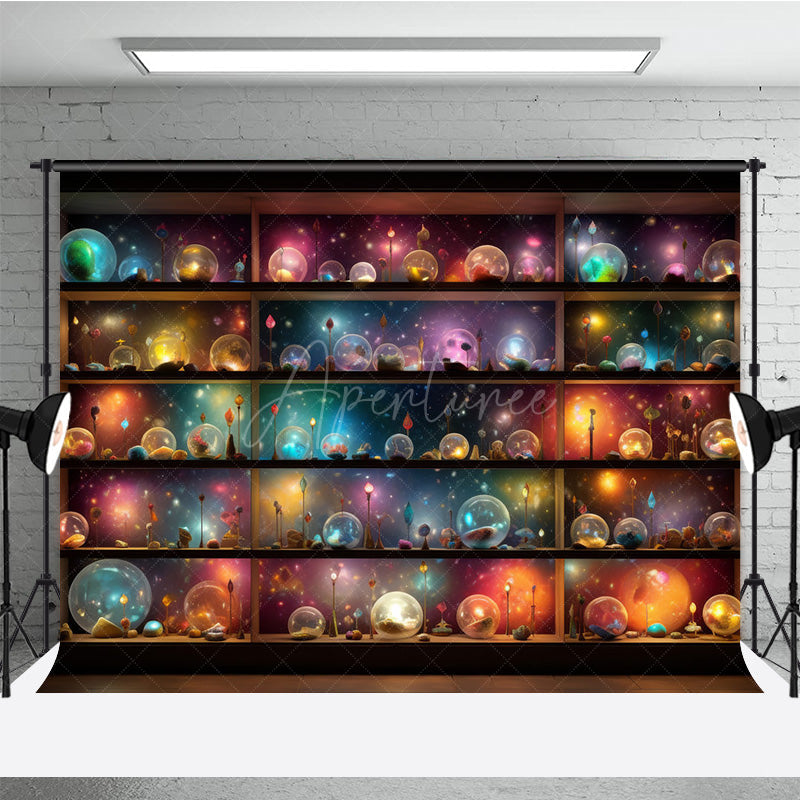 Aperturee - Aperturee Magical Galaxy Orbs and Celestial Shelves Room Set Backdrop Sci-Fi Inspired for Fantasy Themed Photos