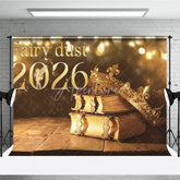 Aperturee - Aperturee Magical New Year 2026 Backdrop with Fairy Dust and Princess Crown Enchanted Fairytale Themed NYE Party Decor