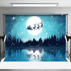 Aperturee - Aperturee Magical Night Christmas Santa Sleigh Flight Backdrop