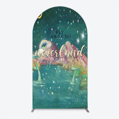 Aperturee - Aperturee Magical Night Sky Round Top Arch Backdrop featuring Stars Moon Rainbow and Mermaid Tails