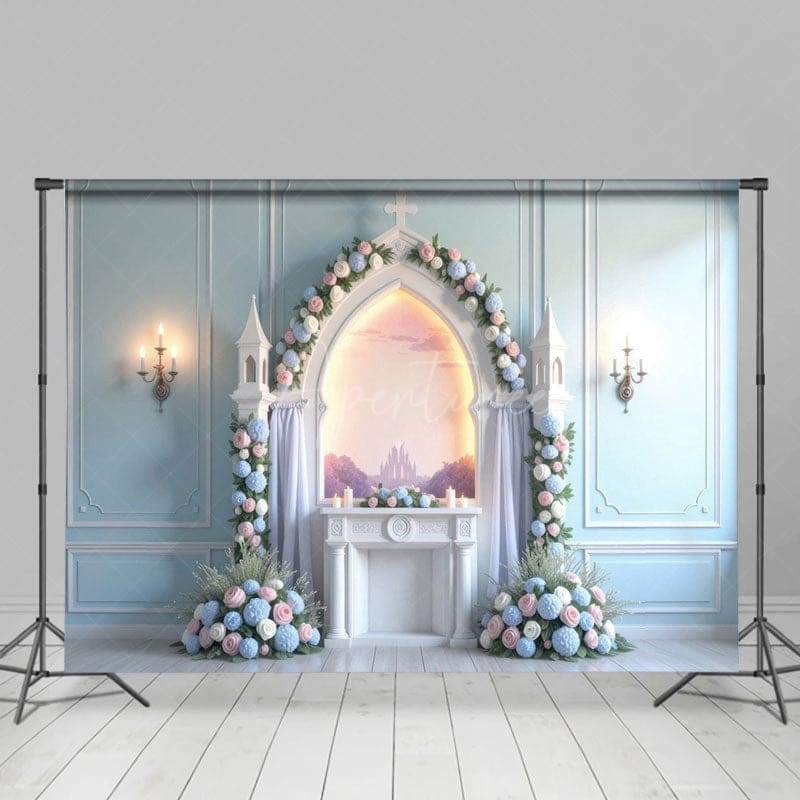 Aperturee - Aperturee Magical Paradise Castle Floral Wedding Backdrop