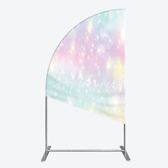 Aperturee - Aperturee Magical Pastel Rainbow Glitter Half Moon Arch Backdrop Dreamy Sparkle Party Decoration for Celebrations