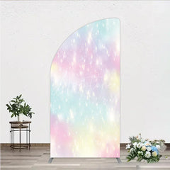 Aperturee - Aperturee Magical Pastel Rainbow Glitter Half Moon Arch Backdrop Dreamy Sparkle Party Decoration for Celebrations