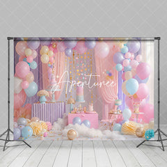Aperturee - Aperturee Magical Pink Purple Birthday Party Balloons Backdrop