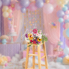 Aperturee - Aperturee Magical Pink Purple Birthday Party Balloons Backdrop