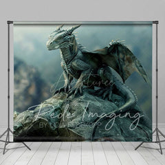 Aperturee - Aperturee Magical Rocky Cliff Dragon In Rest Photo Backdrop