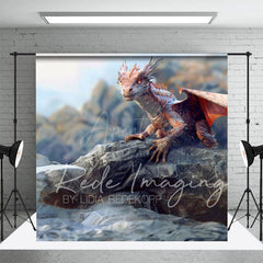 Aperturee - Aperturee Magical Rocky Cliff Dragon Natural Scene Backdrop