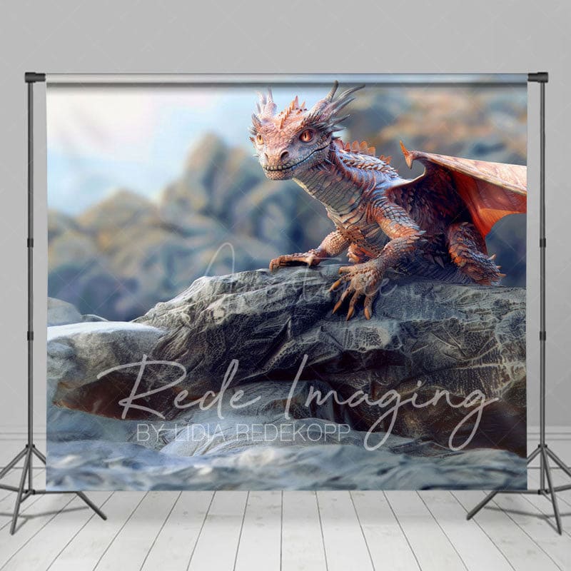 Aperturee - Aperturee Magical Rocky Cliff Dragon Natural Scene Backdrop