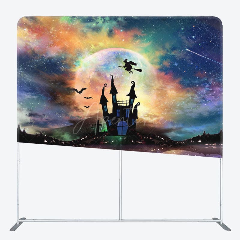 Aperturee - Aperturee Magical Sky Halloween Castle Square Tension Backdrop