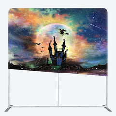 Aperturee - Aperturee Magical Sky Halloween Castle Square Tension Backdrop