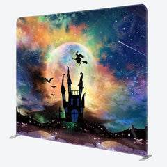 Aperturee - Aperturee Magical Sky Halloween Castle Square Tension Backdrop