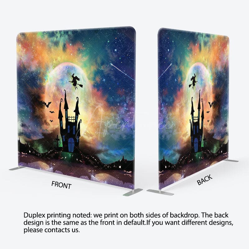 Aperturee - Aperturee Magical Sky Halloween Castle Square Tension Backdrop