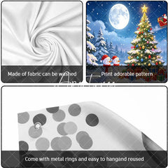 Aperturee - Aperturee Magical Snowy Christmas Tree and Snowmen Garage Door Banner Santa Sleigh Reindeer Holiday Decor.