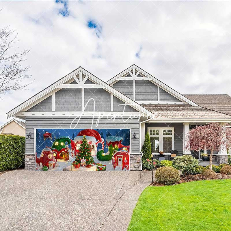 Aperturee - Aperturee Magical Tree Christmas Vibe House Garage Door Banner