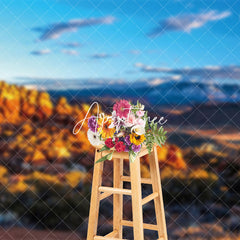 Aperturee - Aperturee Magnificent Blue Sky Sunlit Mountain Scene Backdrop