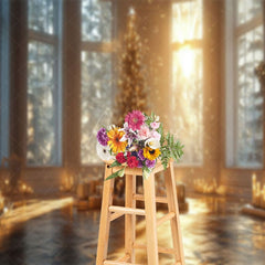 Aperturee - Aperturee Magnificent Palace Christmas Tree Photo Backdrop