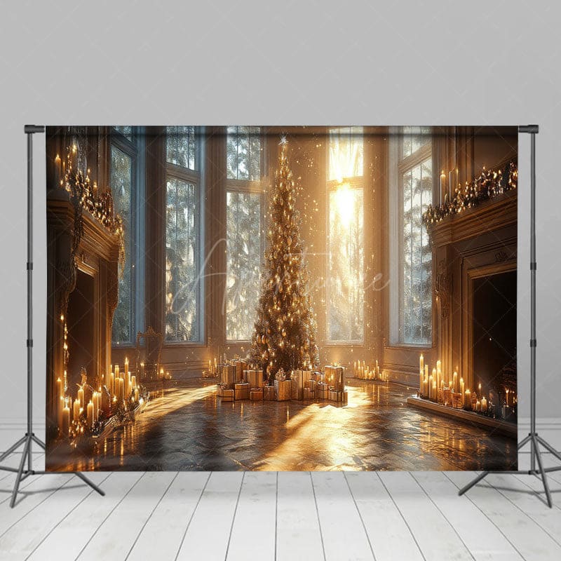 Aperturee - Aperturee Magnificent Palace Christmas Tree Photo Backdrop