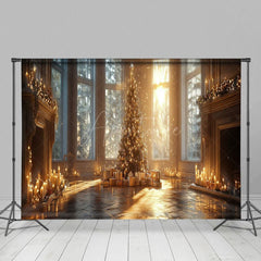 Aperturee - Aperturee Magnificent Palace Christmas Tree Photo Backdrop