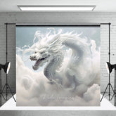 Aperturee - Aperturee Majestic White Dragon in Ethereal Clouds Photography Backdrop Mythical Fantasy Sky Scene for Studio Shoots