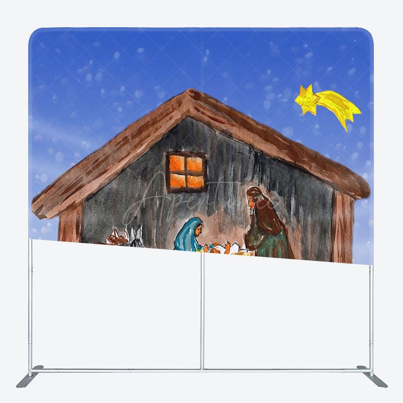 Aperturee - Aperturee Manger Jesus Birth Star Xmas Tension Fabric Backdrop