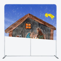 Aperturee - Aperturee Manger Jesus Birth Star Xmas Tension Fabric Backdrop