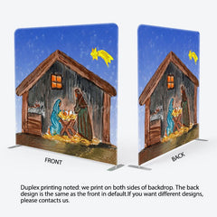 Aperturee - Aperturee Manger Jesus Birth Star Xmas Tension Fabric Backdrop