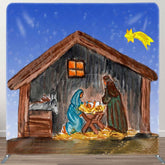 Aperturee - Aperturee Manger Jesus Birth Star Xmas Tension Fabric Backdrop