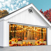 Aperturee - Aperturee Maple Forest Leaves Pumpkin Stack Garage Door Banner