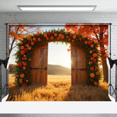 Aperturee - Aperturee Maple Grove Floral Greenery Door Autumn Photo Backdrop