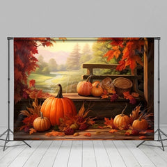 Aperturee - Aperturee Maple Leaf Autumn Pumpkins Harvest View Backdrop