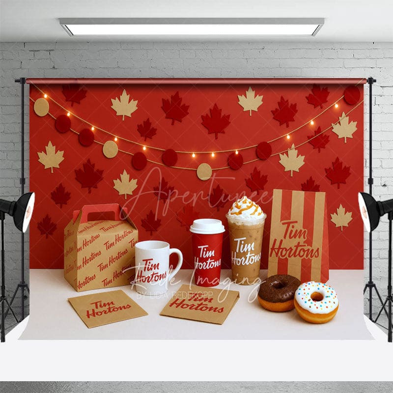 Aperturee - Aperturee Maple Leaves Tims Photography Cake Smash Backdrop