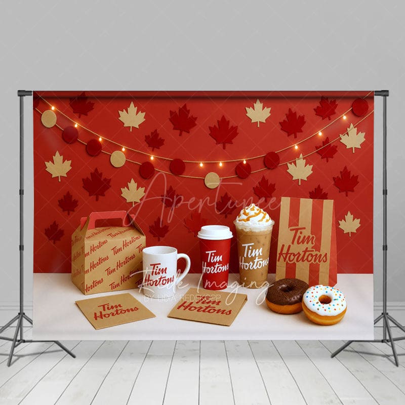 Aperturee - Aperturee Maple Leaves Tims Photography Cake Smash Backdrop