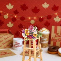 Aperturee - Aperturee Maple Leaves Tims Photography Cake Smash Backdrop
