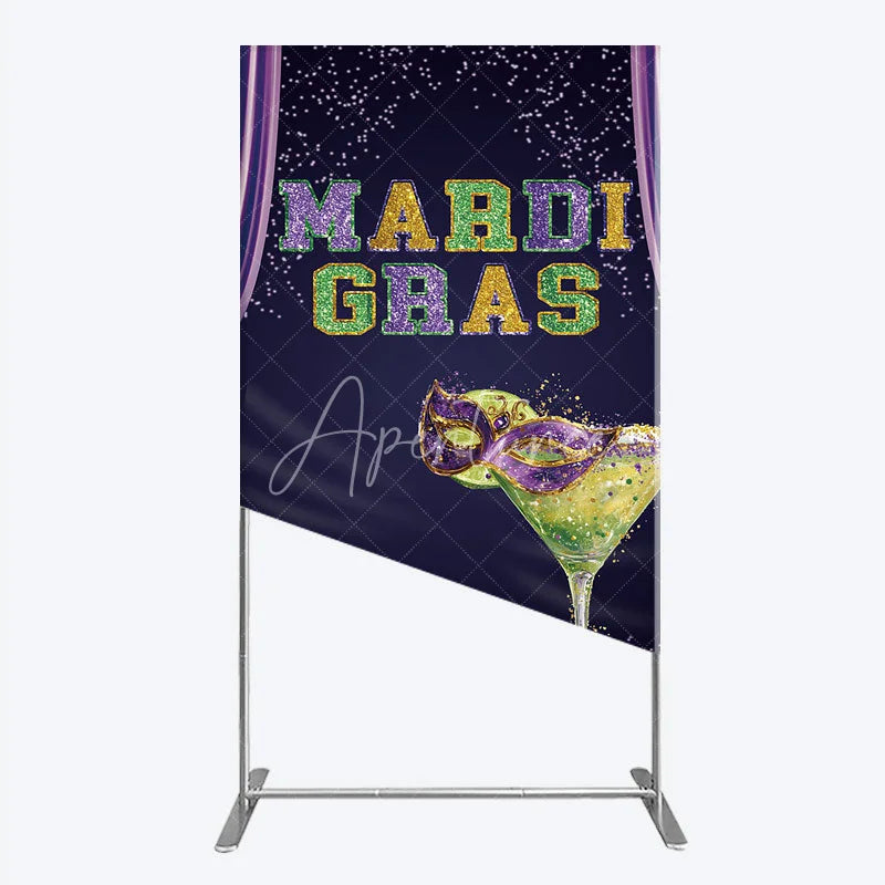 Aperturee - Aperturee Mardi Gras Rectangle Backdrop Purple Masquerade Mask Cocktail Background Carnival Party Rectangle Cover Photography