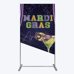 Aperturee - Aperturee Mardi Gras Rectangle Backdrop Purple Masquerade Mask Cocktail Background Carnival Party Rectangle Cover Photography