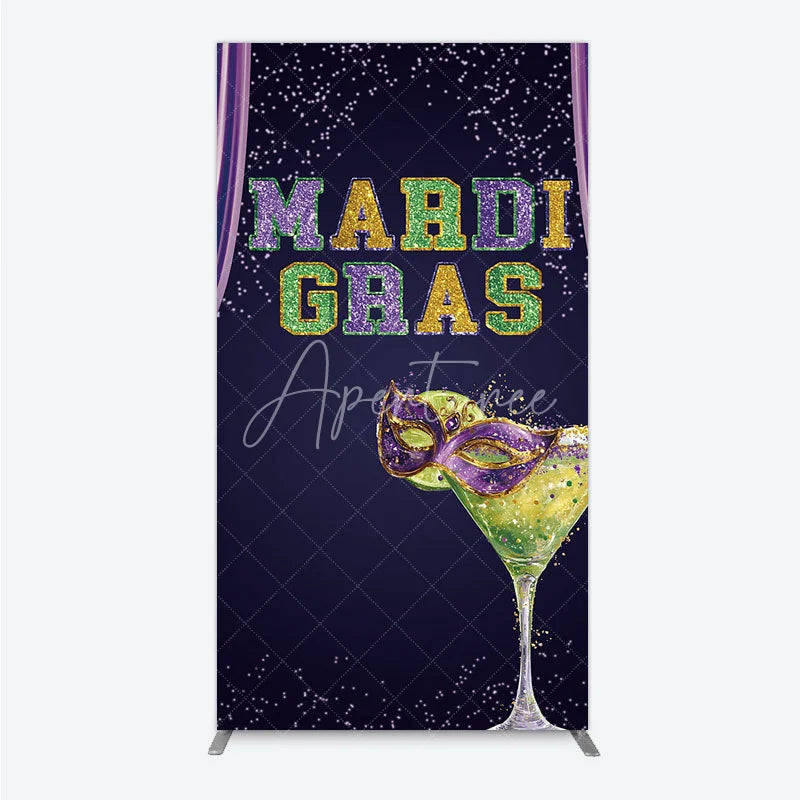 Aperturee - Aperturee Mardi Gras Rectangle Backdrop Purple Masquerade Mask Cocktail Background Carnival Party Rectangle Cover Photography