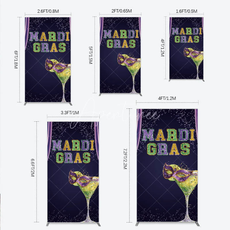 Aperturee - Aperturee Mardi Gras Rectangle Backdrop Purple Masquerade Mask Cocktail Background Carnival Party Rectangle Cover Photography