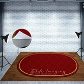 Aperturee - Aperturee Marroon Oval Carpet Fabric Floor Backdrop For Photo