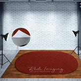 Aperturee - Aperturee Marroon Oval Rug Wood Fabric Floor Backdrop For Photo