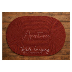 Aperturee - Aperturee Marroon Oval Rug Wood Rubber Floor Mat For Photo