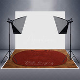 Aperturee - Aperturee Marroon Oval Rug Wood Rubber Floor Mat For Photo