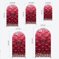 Aperturee - Aperturee Masquerade Ball Birthday Arch Backdrop Red and Black Venetian Mask with Diamonds Sweet 16 Party Decor