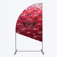 Aperturee - Aperturee Masquerade Ball Birthday Half Moon Arch Backdrop Red and Black Venetian Mask with Diamonds Sweet 16 Party Decor