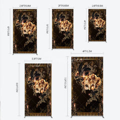 Aperturee - Aperturee Masquerade Mask Rectangle Backdrop Black Gold Feathers Roses Background Carnival Prom Party Rectangle Cover