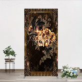 Aperturee - Aperturee Masquerade Mask Rectangle Backdrop Black Gold Feathers Roses Background Carnival Prom Party Rectangle Cover