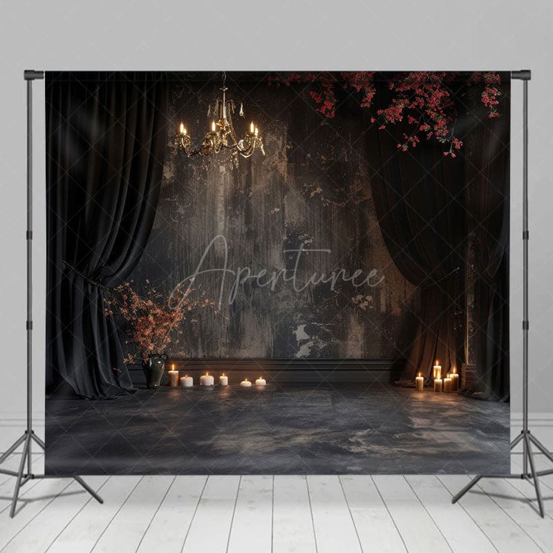 Aperturee - Aperturee Medieval Black Dark Room Candle Light Photo Backdrop