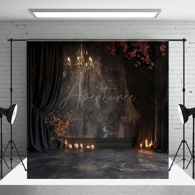 Aperturee - Aperturee Medieval Black Dark Room Candle Light Photo Backdrop