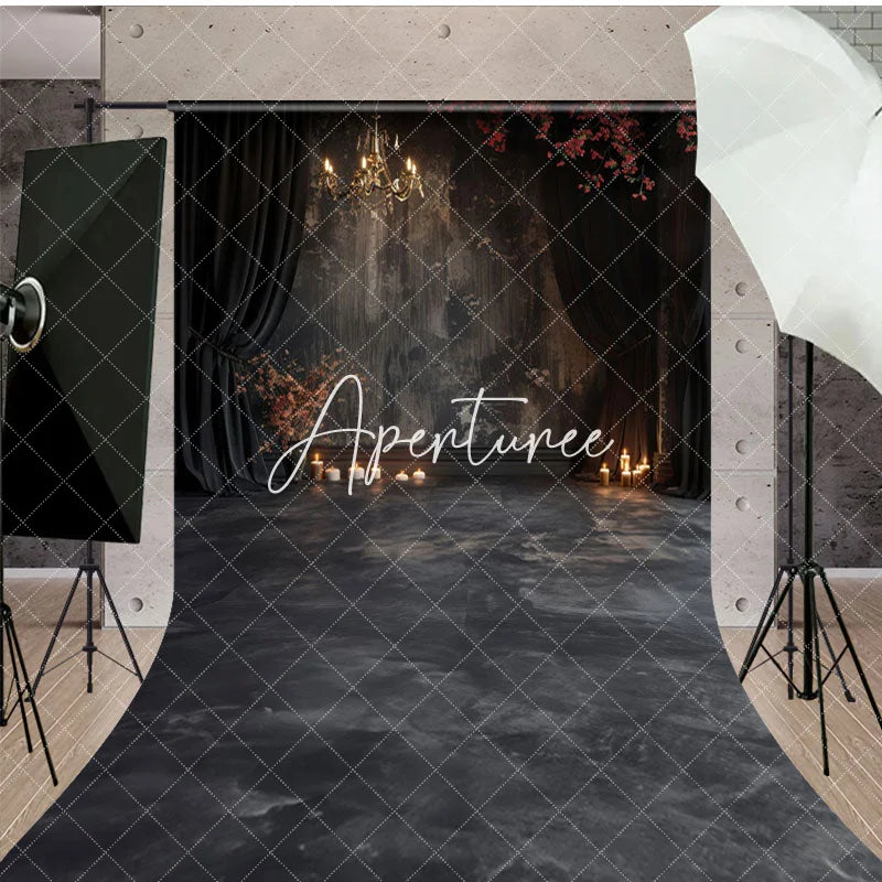 Aperturee - Aperturee Medieval Black Dark Room Candle Light Sweep Backdrop