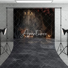 Aperturee - Aperturee Medieval Black Dark Room Candle Light Sweep Backdrop